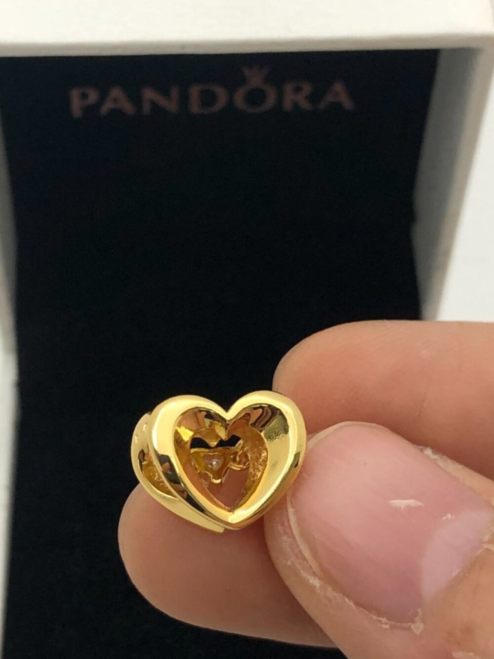 ✨🔥Pandora Radiant Heart & Floating Stone Charm  power of love Pendant Gold
